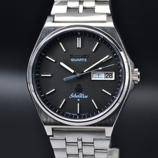 Vintage Seiko Quartz SilverWave 8229-7000 Black Tatami pattern / OH, revisionato