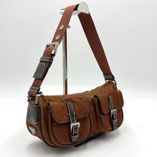 Borsa a tracolla originale Prada triangolo logo placca tessuto nylon doppia tasca 2Y1551