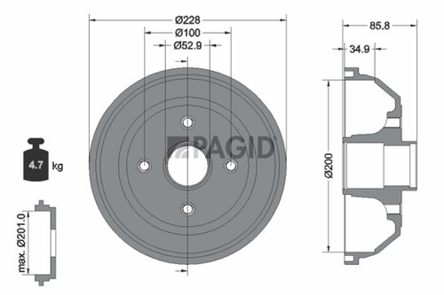 Tamburi freno pagid 61241n - tamburi,