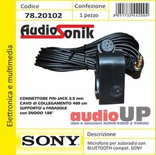 Microfono per autoradio SONY Bluetooth vivavoce jack 3,5 mm cavo 4,5 mt