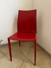 4 sedie Bontempi in pelle rossa, cucite a mano