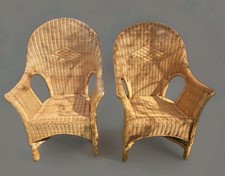 Coppia Di Grandi Poltrone In Bambù E Vimini In ottimo stato E Robuste 