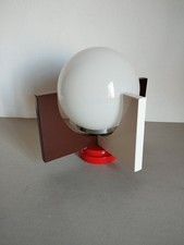 lampada da tavolo space age in legno e vetro opale anni '70