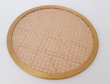 ♥ VASSOIO IN PAGLIA DI VIENNA OTTONE PLEXI TONDO VINTAGE CHRISTIAN DIOR HOME ERA