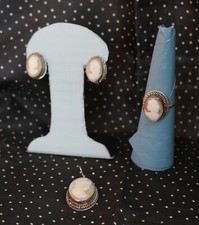 Parure cammeo orecchini anello ciondolo pendente Cameo ring earrings pendant set