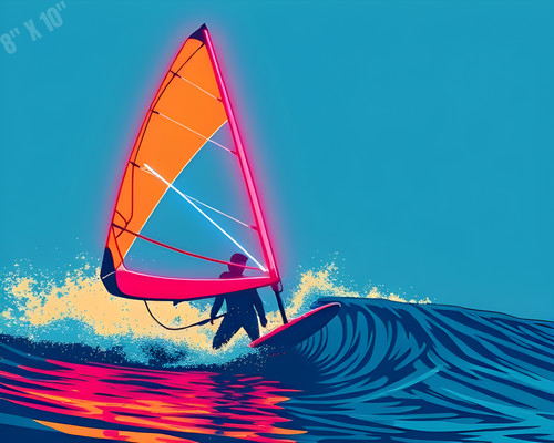 Windsurfer con vela - windsurfer, neon