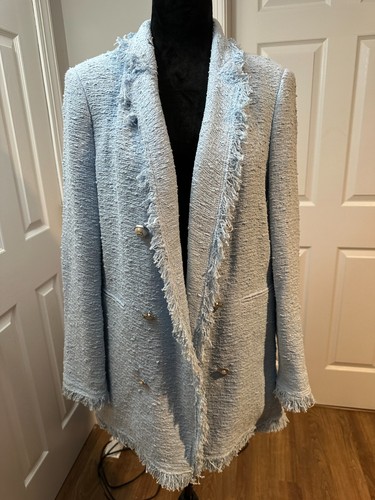 Blazer giacca tweed blu donna