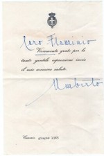 UMBERTO II SAVOIA RE DI MAGGIO-AUTOGRAFO SU BIGLIETTO DALL'ESILIO-CASCAIS 1965