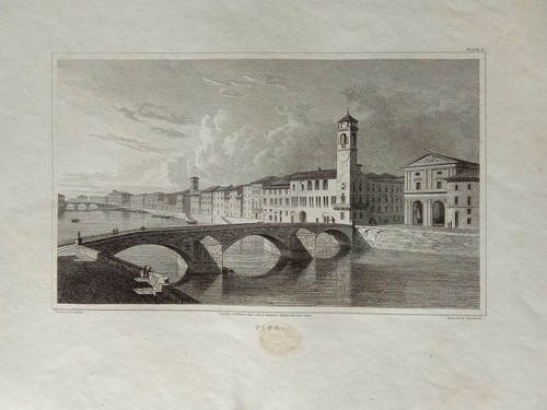 Incisione acciaio 1819 pisa - acciaio,