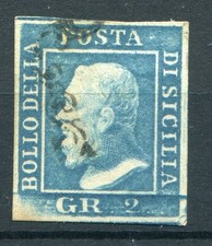 1859 Sicilia 2 gr azzurro chiaro, 3°tavola n.8 usato Cat.225