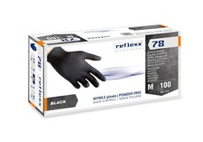 100 GUANTI IN NITRILE  REFLEXX 78 NERI, 4,0 GR. TG.M . USO PER VARI SETTORI