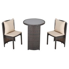 Outsunny Set Tavolino Sedie da Esterno e Giardino in Rattan Marrone e Beige