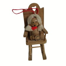 Addobbo Natalizio vintage per albero di Natale Sedia a dondolo in legno naturale