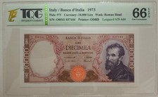 Italia 10000 Lire 1973 P-97 UNC 66GEPQ Michelangelo RARO / Numero di serie Leopardato