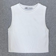 Zara White Cropped Knit Tank