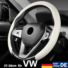 Per VW Nuovo Coprivolante Auto Pelle Nappa Antiscivolo Moda Bianco/Nero 38cm