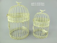 Antico Decorazione Gabbia per Uccelli 2er-Set IN Metallo Piante Fiori Rotondo