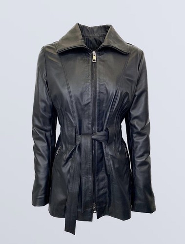 Cappottino pelle donna nero - pelle,