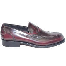 scarpe uomo mocassino college bendina fondo cuoio pelle abrasivato bordeaux spaz