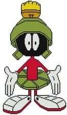 PUNTO CROCE + MOTIVO ARTIGIANALE Looney Tunes Marvin Martian Space Man Marte Alien UFO