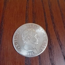 Moneta vintage rarissima 5 Lire 1824 Carlo Felice