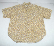 Camicia vintage tempo libero Guess taglia L anni 80 sabbia beige grigio medaglione cotone madeUSA