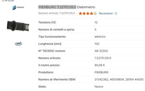 Debimetro 0280218019 alfa - ,