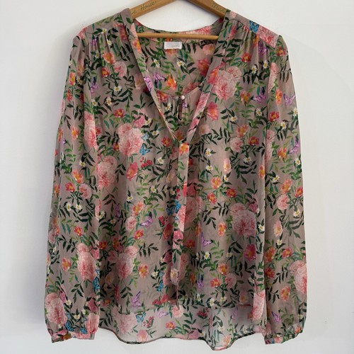 Top donna ecrù - floreale, ls