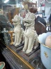 fermalibri Coppia  Cani di Pho Fo Cinesi Ceramica XX Seco h 30 cm