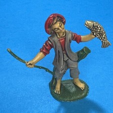 PESCATORE PESCE STATUINA - STATUA PRESEPE 8 CM 