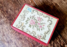 Rara Scatola per orologio Rolex vintage pelle e stoffa ricamata rossa 