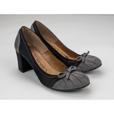ALTRAMAREA - ITALIA 5/35 scarpe con tacco alto e fiocco scamosciato nero e grigio CARINE!