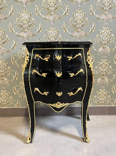Comodino nero cassettiera