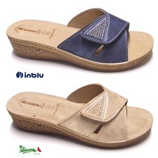 INBLU solettaPELLE SOFT donna ciabatte pantofole comode strappo strass PV 03