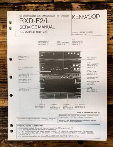 Kenwood rxd f2l manuale di - kenwood, -f2l