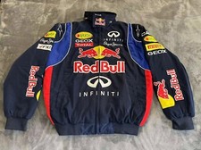 Unisex Adult Red Bull Jacket Ebroidered Cotton Padded F 1 Racing Jacket Navy