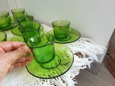 Servizio 8 tazzine in vetro verde Duralex France vintage