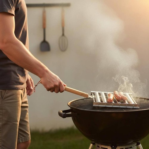 Griglia barbecue con - barbecue, rulli