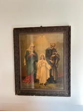 ARTE SACRA canvas 52x64 cm inizio '900 MADONNA con BAMBINO cromolitografia