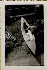 169581 ANTICA FOTOGRAFIA  CANOA A VELA LAGO DI LUGANO UNA SOVRAPPOSTA