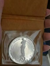 COSTA RICA 20 COLONES 1970 PROVA D'ARGENTO VENERE DI MILO PROOF RARA UNC FOLDER
