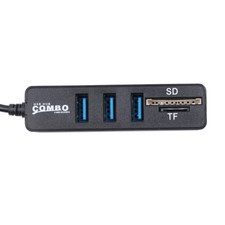 Hub con 3 porte USB 3.0, Lettore di Schede SD e microSD, Portatile, Nero