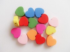 20pz misti  perline in legno cuore 18x15mm colore vari