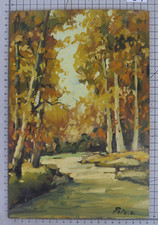 QUADRO AD OLIO SU TAVOLA PAESAGGIO AUTUNNALE FIRMATO PRISCO DIPINTO VINTAGE B4