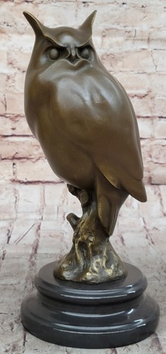 Bronzo statua gufo marmo base - statua,