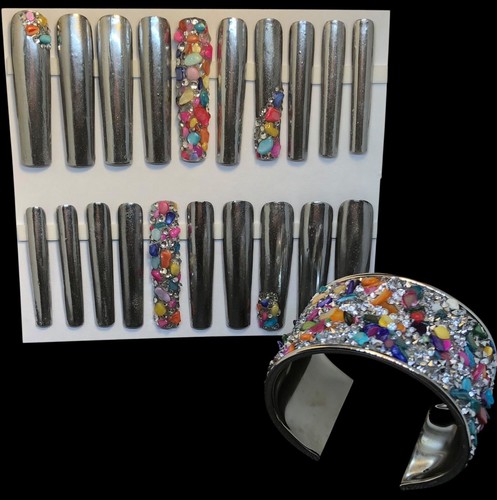 Bracciale pietre metalliche - bracciale, e