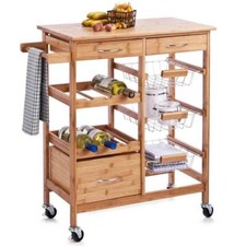 Carrello Cucina Legno Bambu 2