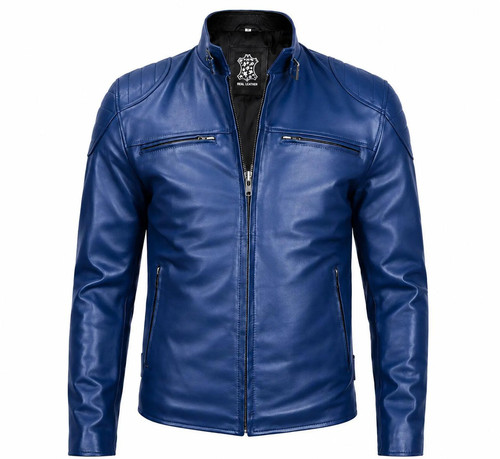 Giacca pelle uomo blu - , cappotto