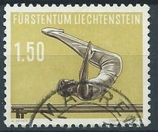 1957 LIECHTENSTEIN USATO SOGGETTI SPORTIVI GINNASTICA PARALLELE 1,50 F - LT021