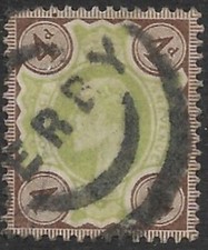 GB 1902 King Edward VII  4p grey brown green SG235